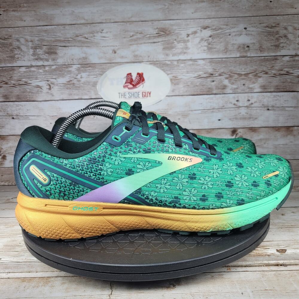Brooks Ghost 14 Sneakers Men's Size 10.5 Green Road Performance Athletic Shoes